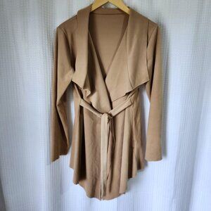 Cardigan Belted Open Front Sweater Womens Size Large Long Sleeve Shein